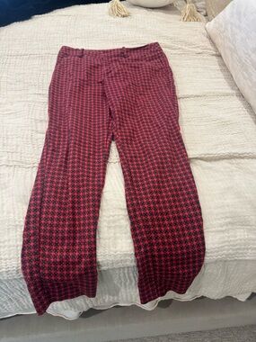 Merona Burgundy Pants with Pink and Navy Patterned Waistband